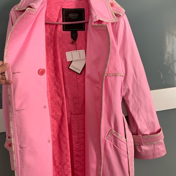 Coach Pink Soho Sateen Trench Coat - Picture 3 of 4